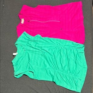 Set Athleta Bright Pink and Green  Zip-Front Tank Top